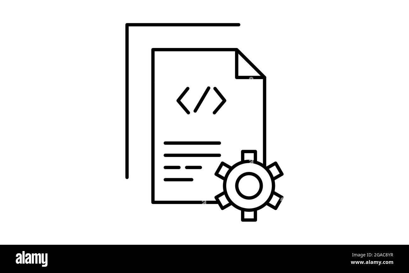 Icona della linea vettoriale per l'impostazione del codice. Elementi per concept mobile e app Web. Icone sottili per la progettazione e lo sviluppo di siti Web, lo sviluppo di applicazioni. Illustrazione Vettoriale