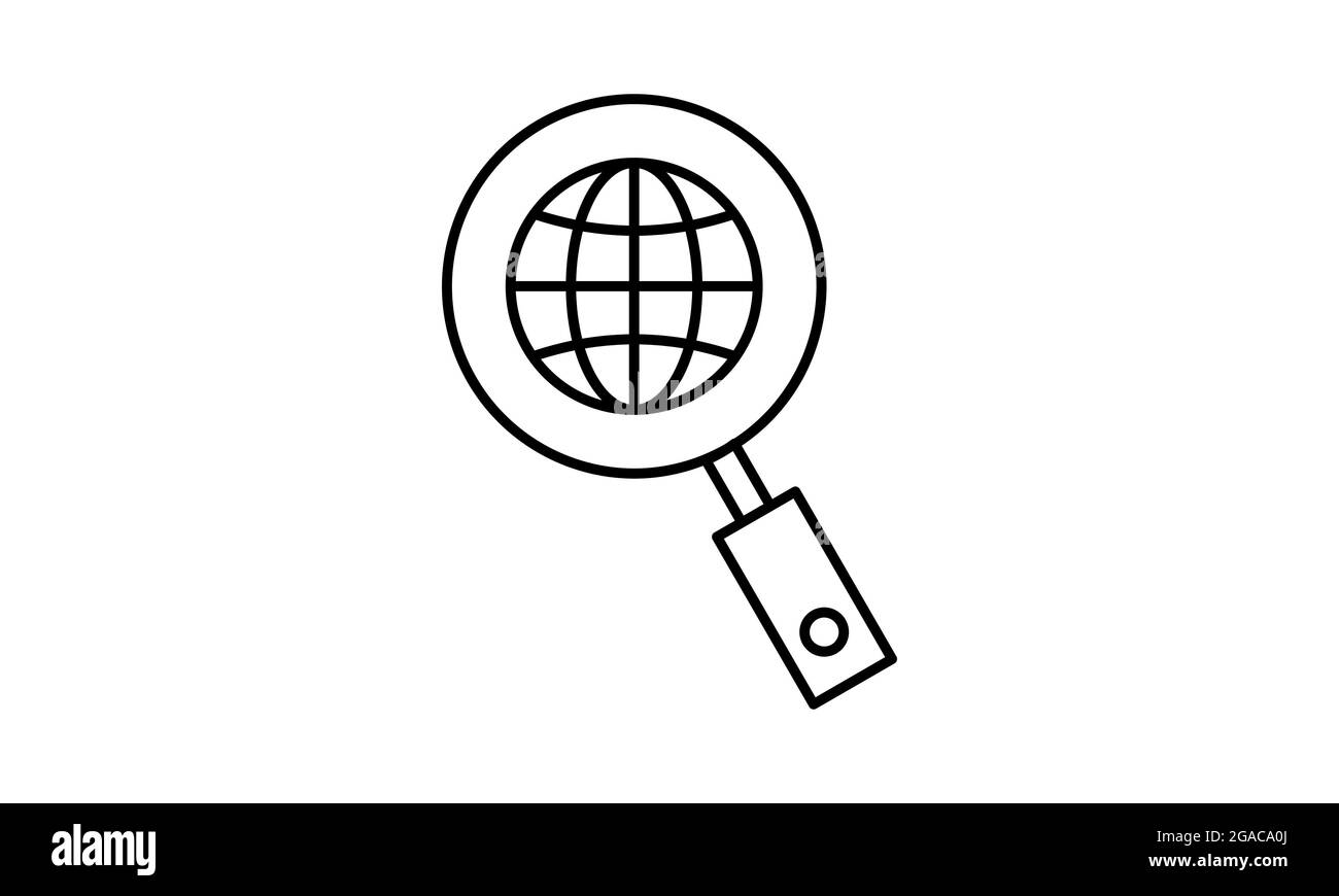 Lentino con icona globo isolata ricerca immagine vettoriale mondiale Illustrazione Vettoriale