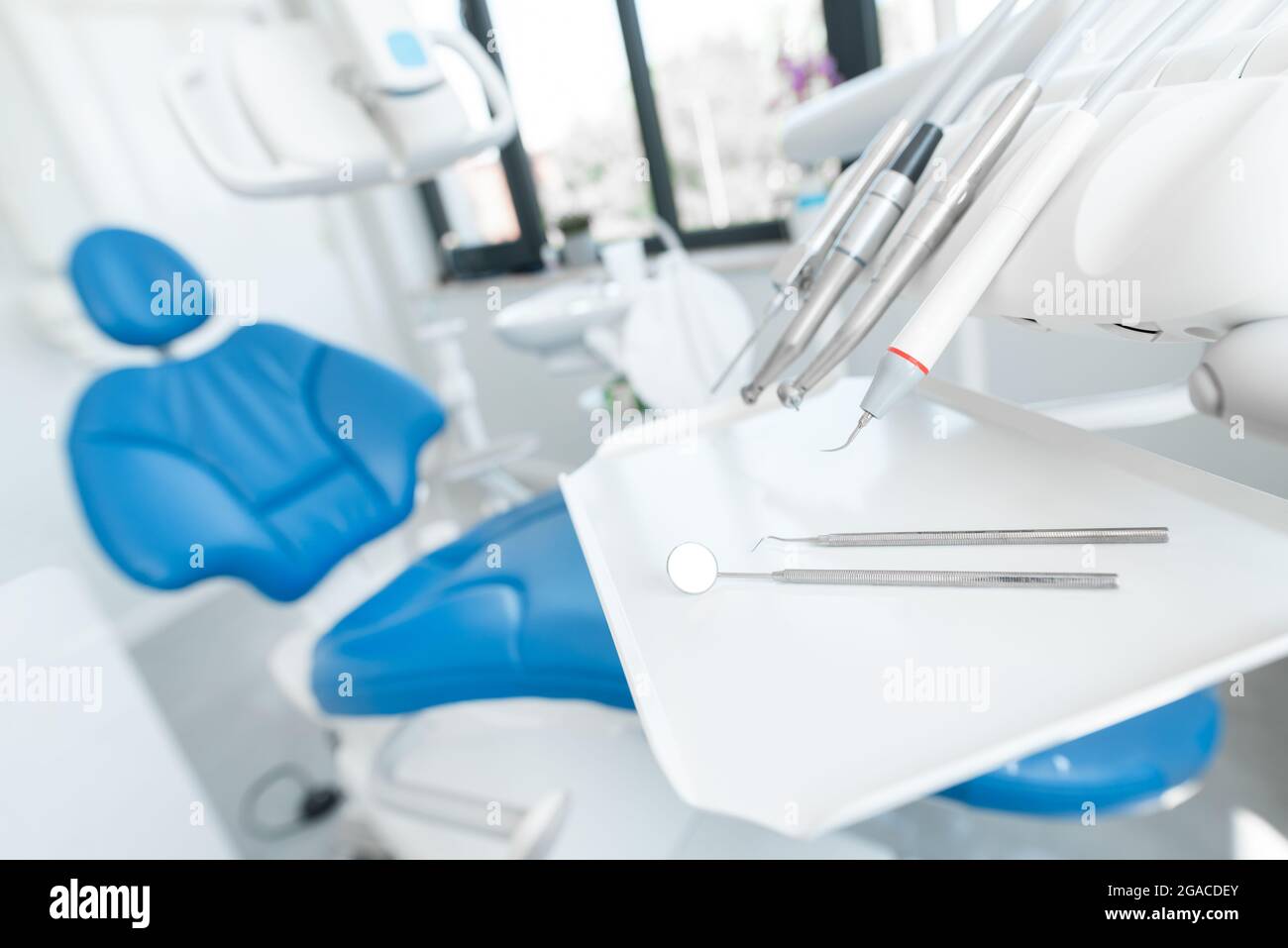 Odontoiatria, cura dentale, concetto di denti sani. Studio dentistico Foto Stock
