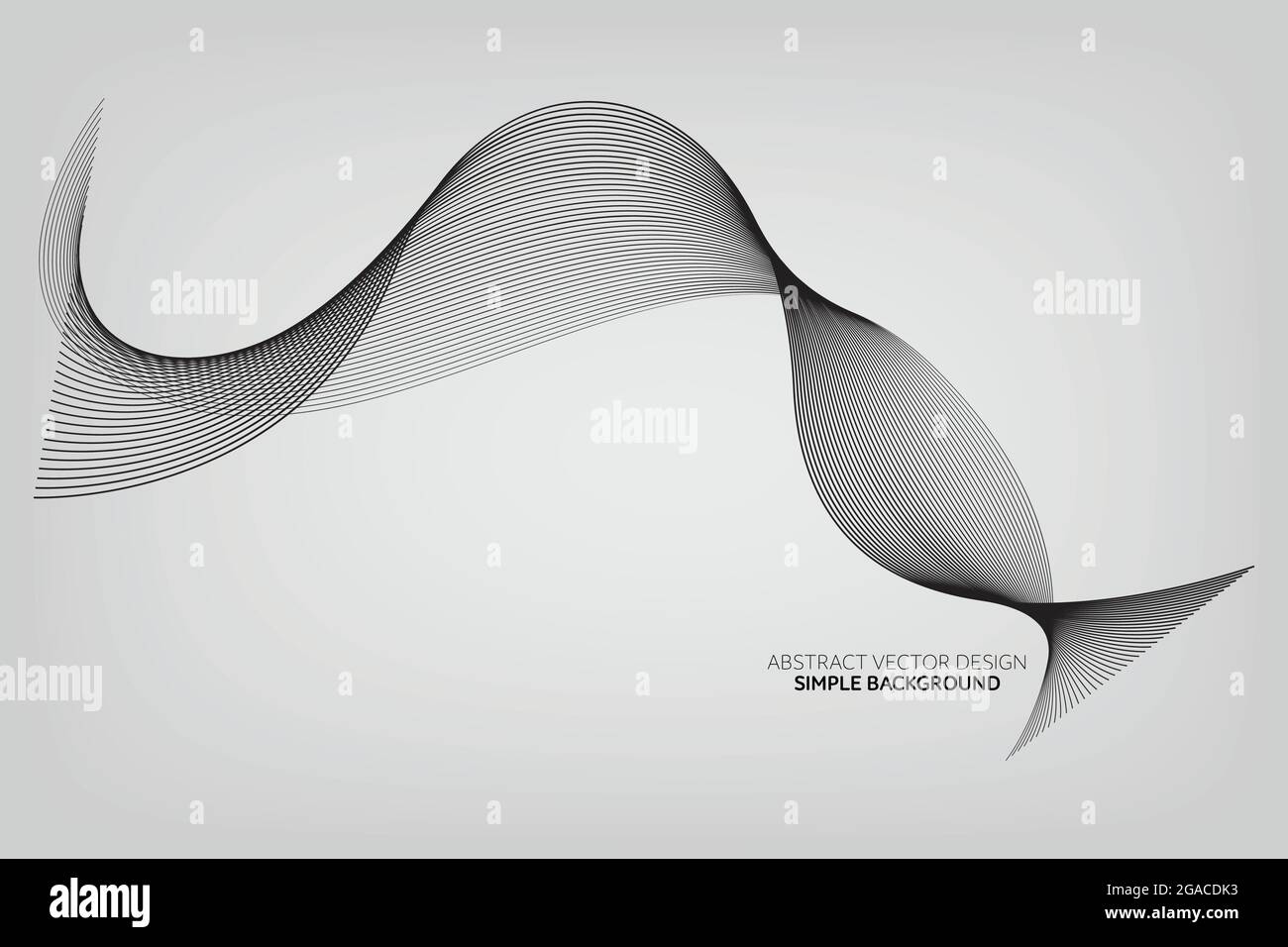 Disegno vettoriale astratto, disegno sfondo semplice, Area di scrittura, Bianco e nero. Linee ondulate grigie e blu per brochure, sito Web, volantino. Illustrazione Vettoriale