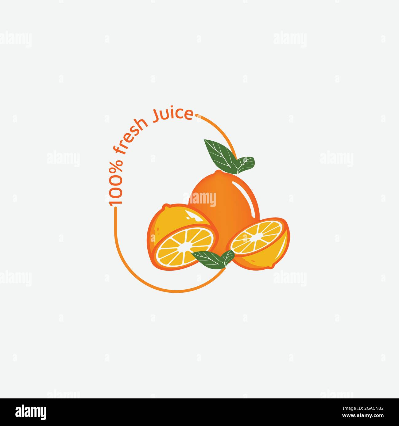 arancio frutta fresca cerchio foglia minimalista logo disegno vettore icona Illustrazione Vettoriale