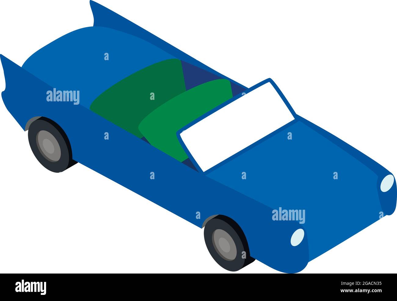 Vettore isometrico icona cabriolet. Auto cabriolet senza tetto blu. Auto convertibile, trasporto, automobile Illustrazione Vettoriale