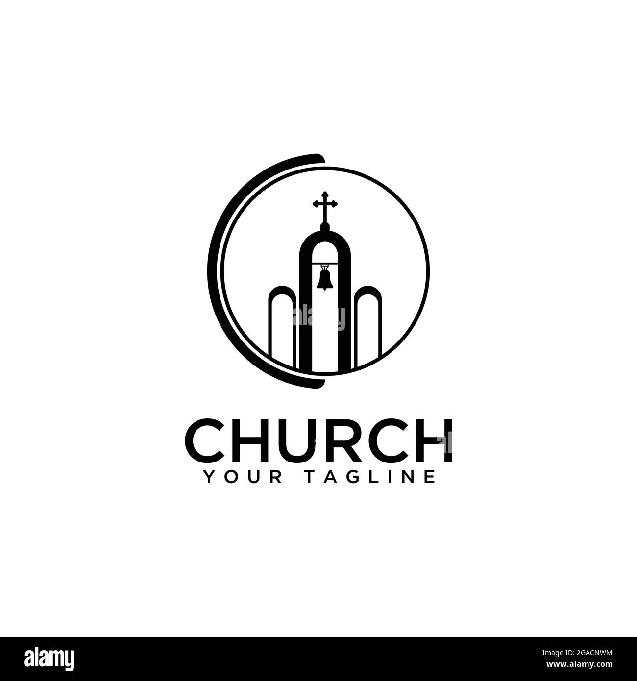 Chiesa cristiana Gesù Croce Gospel logo ispirazione Illustrazione Vettoriale