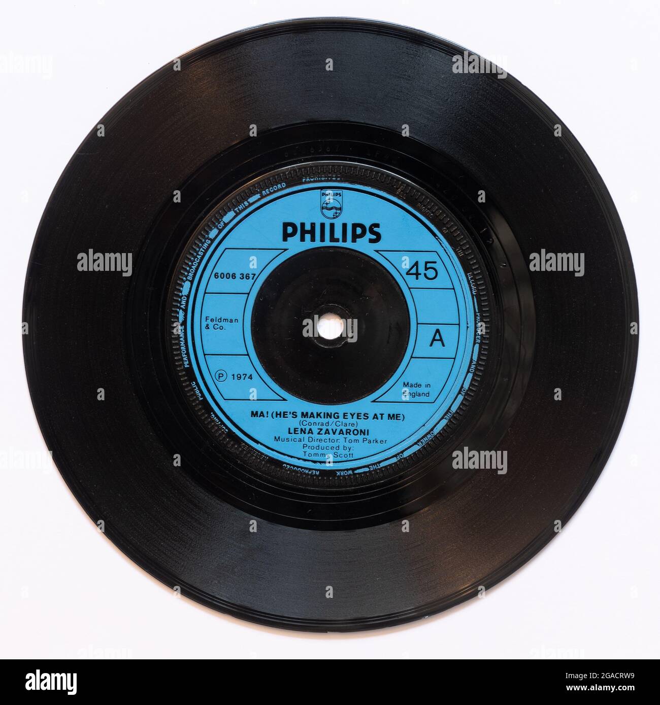 Ma, mi sta facendo gli occhi, di Lena Zavaroni, una foto d'archivio del 7' singolo vinile 45 giri in copertina Foto Stock