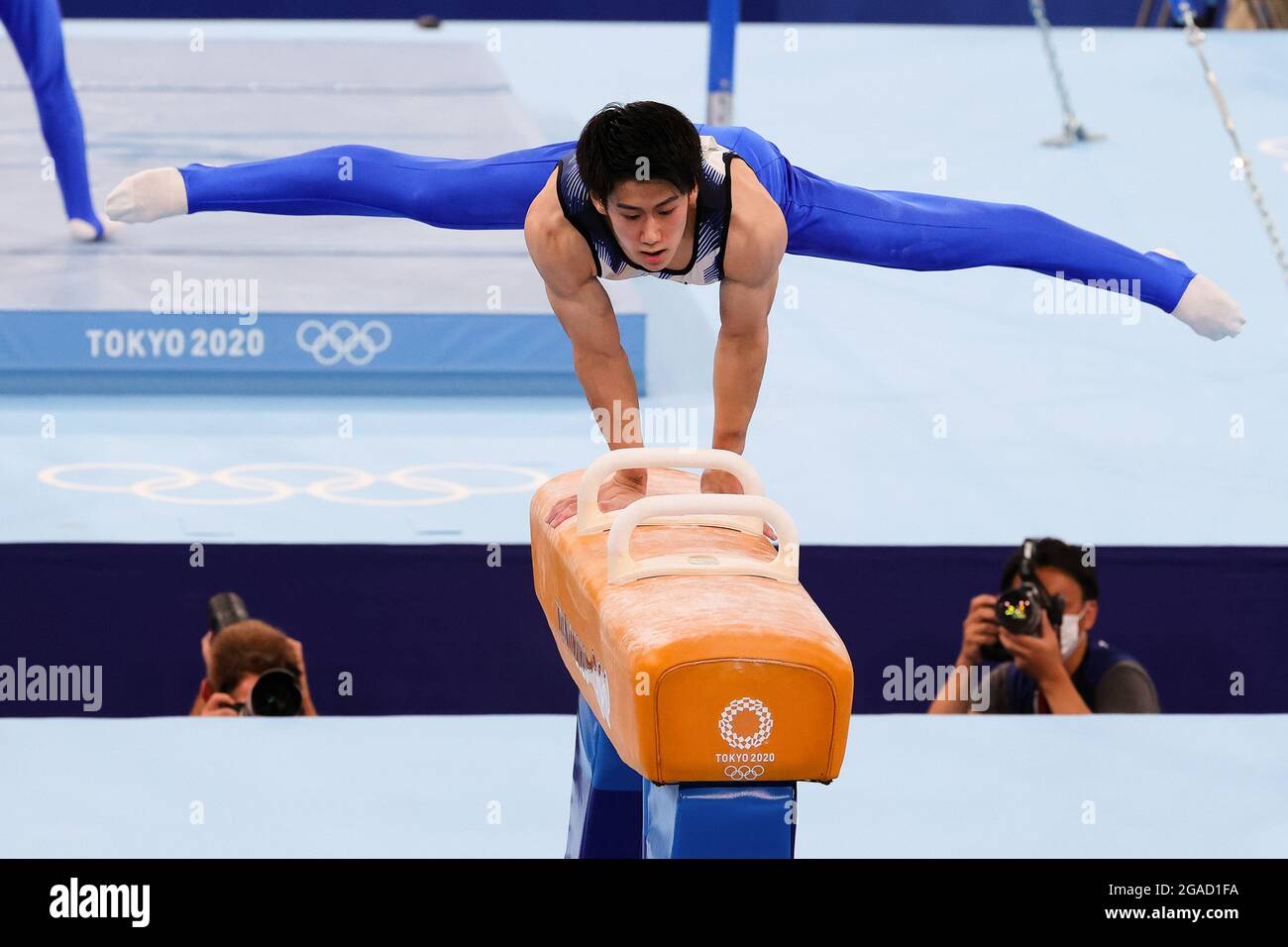 Tokyo, Giappone, 28 luglio 2021. Daiki Hashimoto del Team Japan sul cavallo da pommel durante la finale di ginnastica All Around maschile il giorno 5 dei Giochi Olimpici di Tokyo 2020 al Centro di Ginnastica Ariake il 28 luglio 2021 a Tokyo, Giappone. (Foto di Pete Dovgan/Speed Media/Alamy Live News) Foto Stock