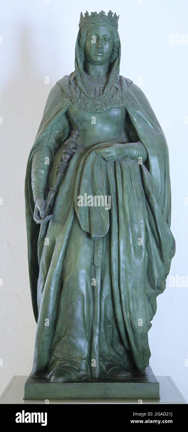 Isabel la Católica / Isabella la Catholic.Isabella i (1451 – 1504) Regina di Castiglia (1474-1504) marito di Re Ferdinando II d'Aragona. Regina d'Aragona dopo che Ferdinando ascese nel 1479. Insieme conosciuta come la Monarchia Cattolica. Statua fatta da Antonio e Miguel Marin nel 1862. Foto Stock