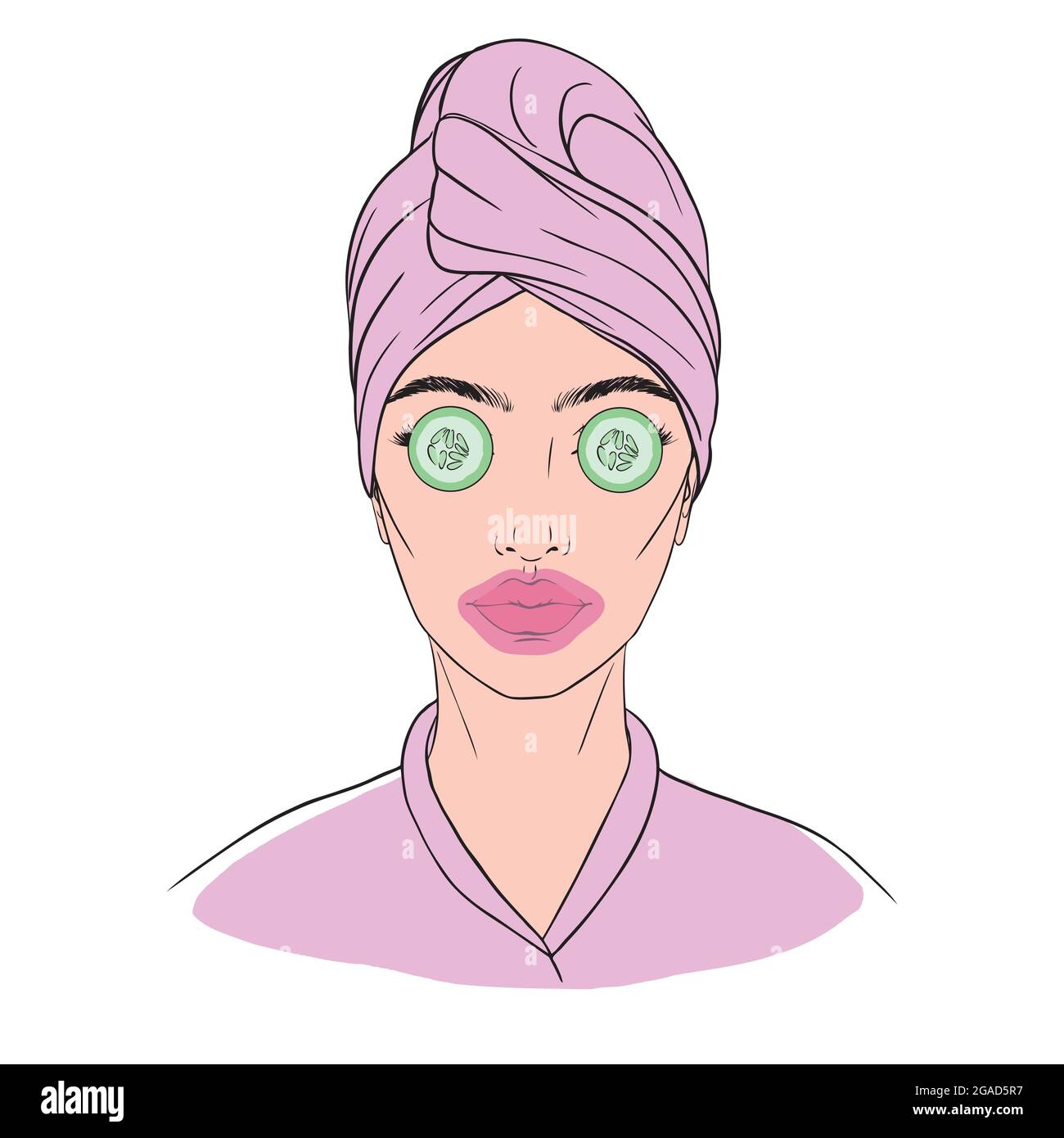 foglio maschera viso, icona cura della pelle, pelle di bellezza, segno lineare viso donna su sfondo bianco - illustrazione vettoriale modificabile Illustrazione Vettoriale