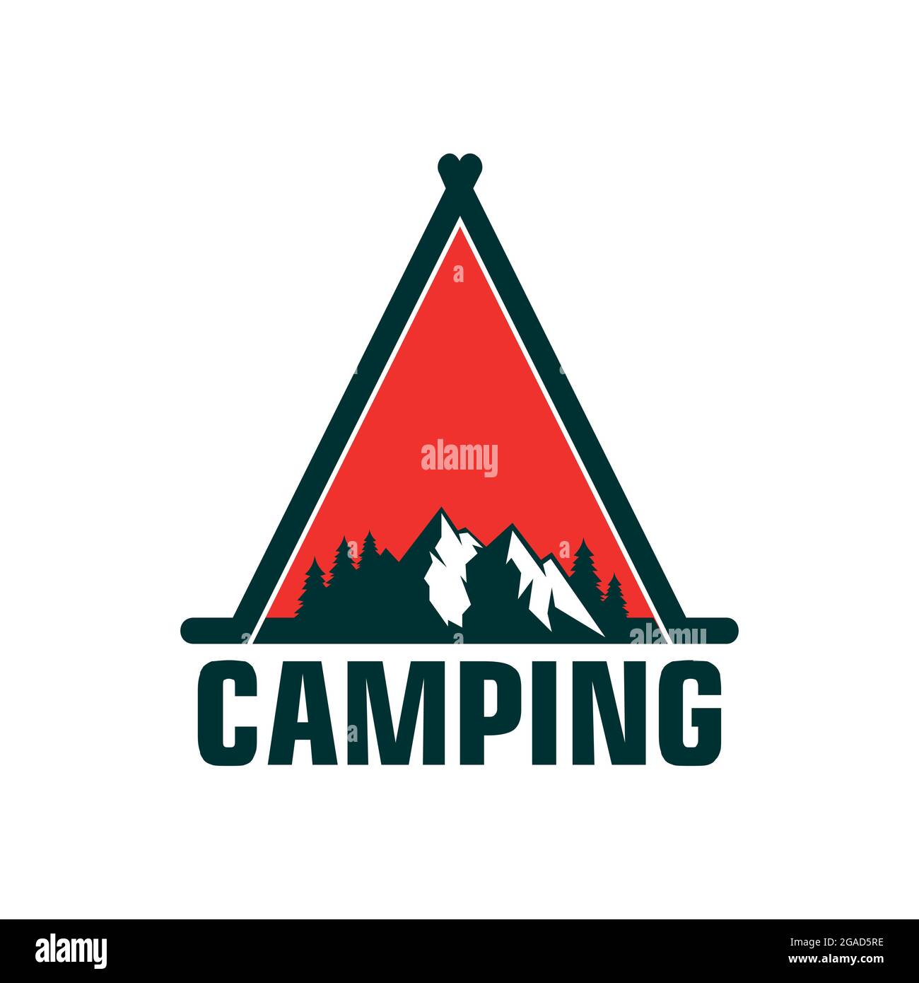 camping mountain out porta logo icona vettore piano concept design Illustrazione Vettoriale