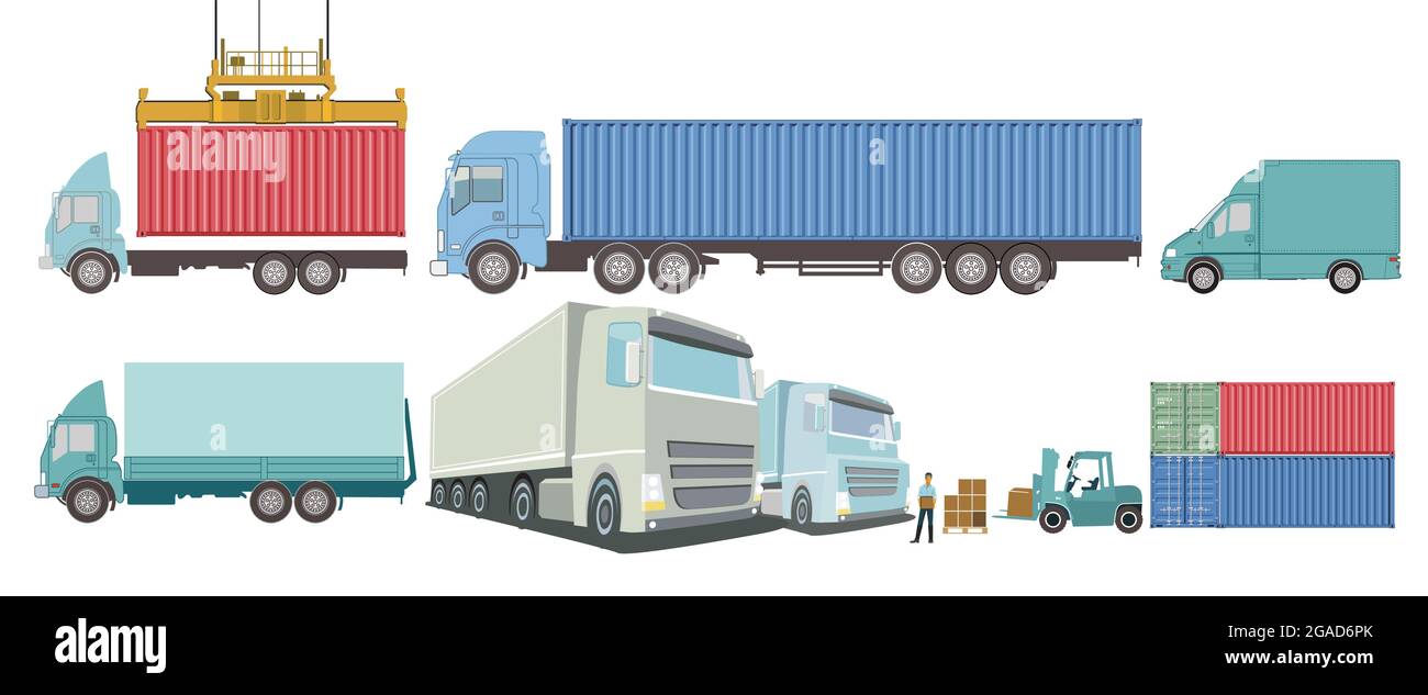 Logistica e spedizione, trasporto di camion Illustrazione Vettoriale