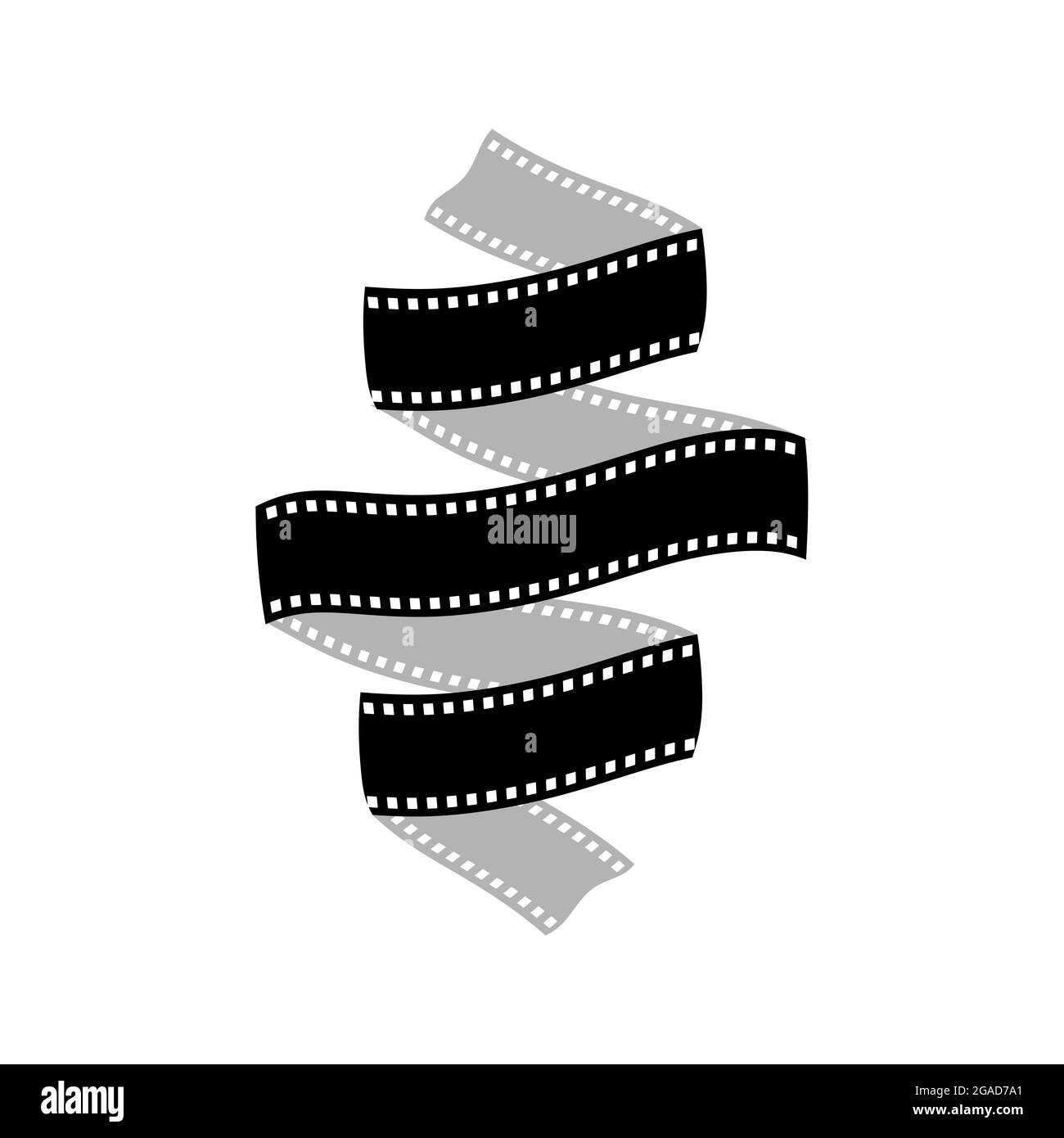 Pellicola curva, elemento per design cinematografico. Simbolo di film e video. Illustrazione Vettoriale