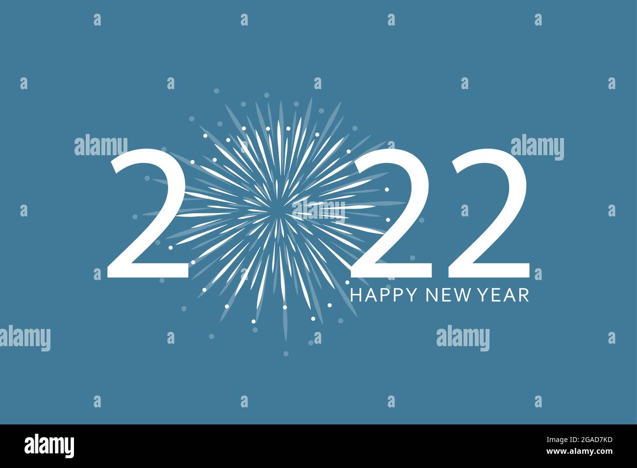 white happy new year 2022 tipografia con fuochi d'artificio Illustrazione Vettoriale