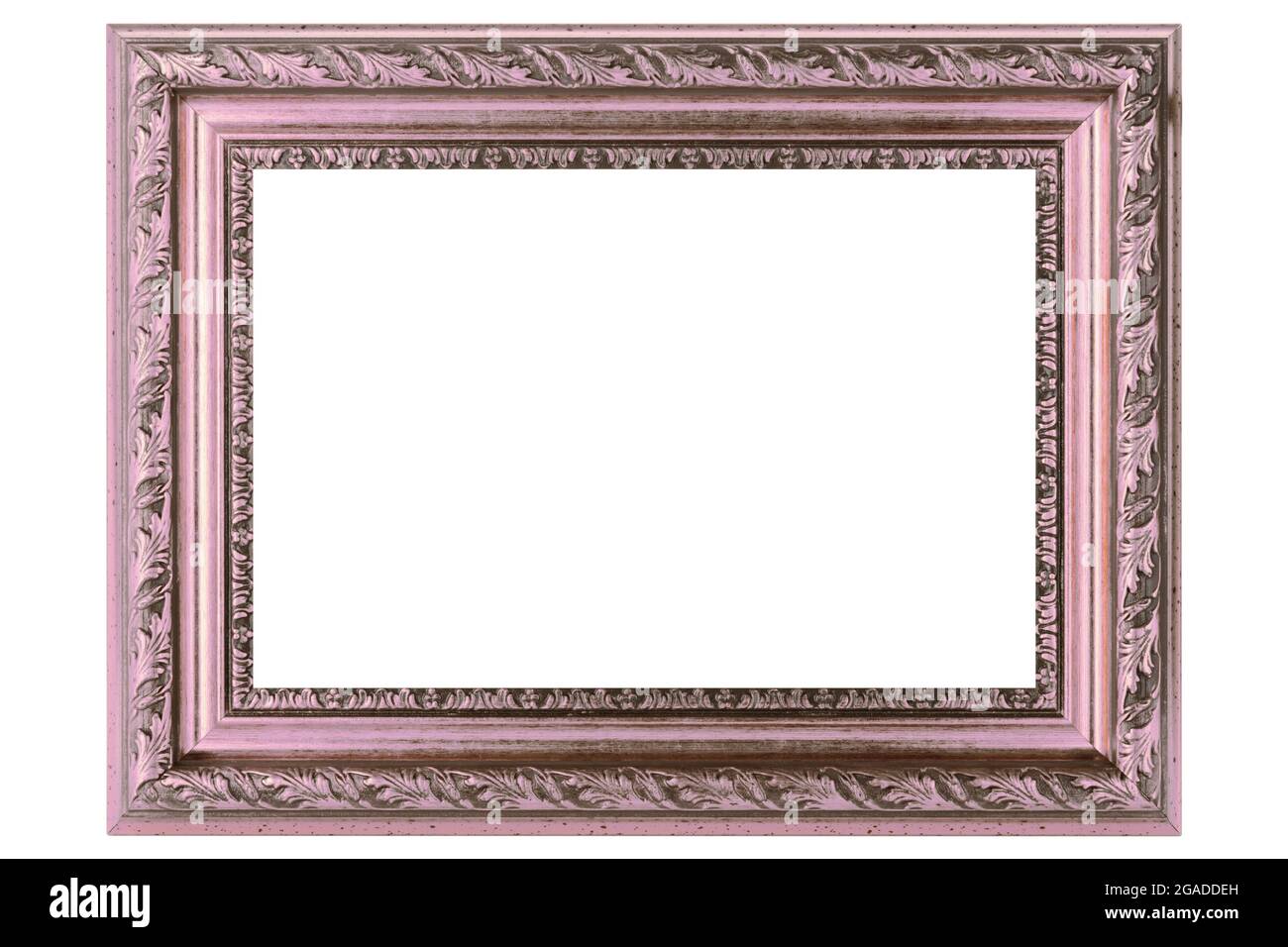 Pink Classic Old Vintage struttura in tela mockup in legno isolata su sfondo bianco. Blank Baguette bello e vario soggetto stampaggio. Foto Stock