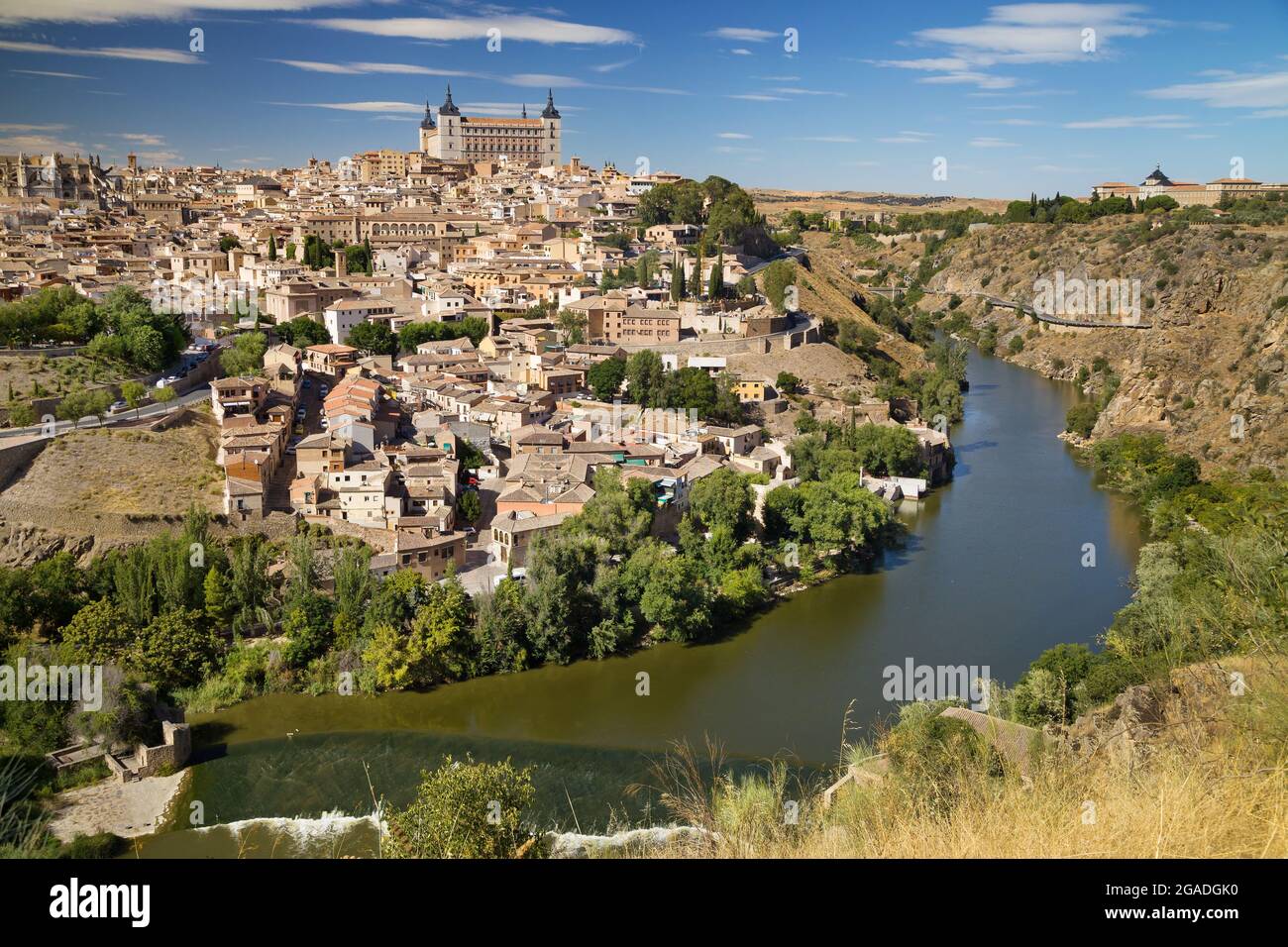Città vecchia di Toledo e il Tago Meander, Spagna. Foto Stock