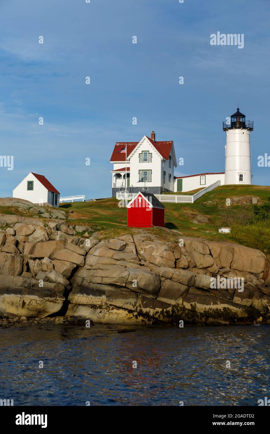 Cape Neddick (Nubble) Faro, York, Maine, Stati Uniti Foto Stock