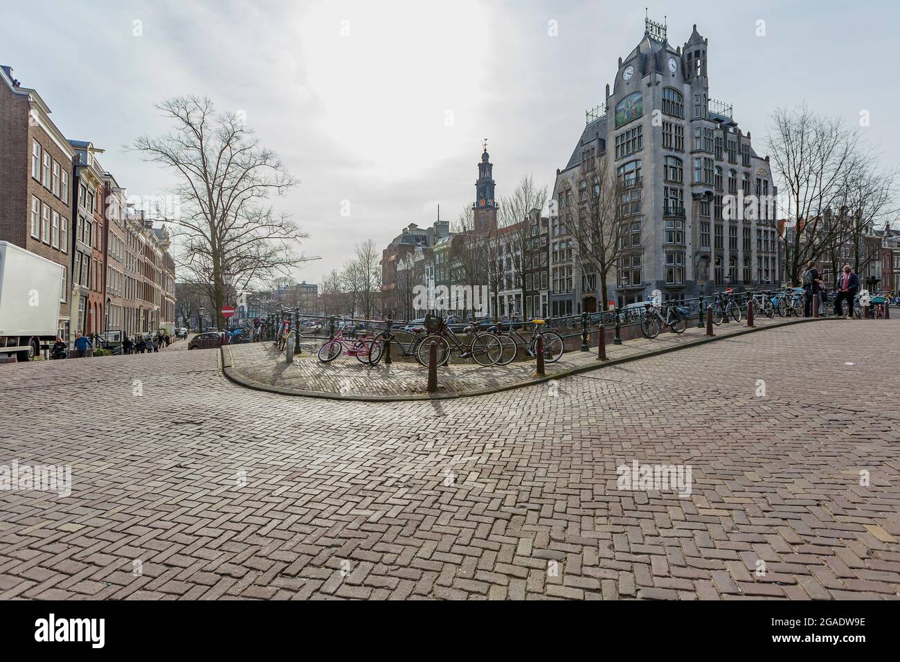 Vista sul palazzo Astoria da Leliegracht, Amsterdam, Paesi Bassi Foto Stock