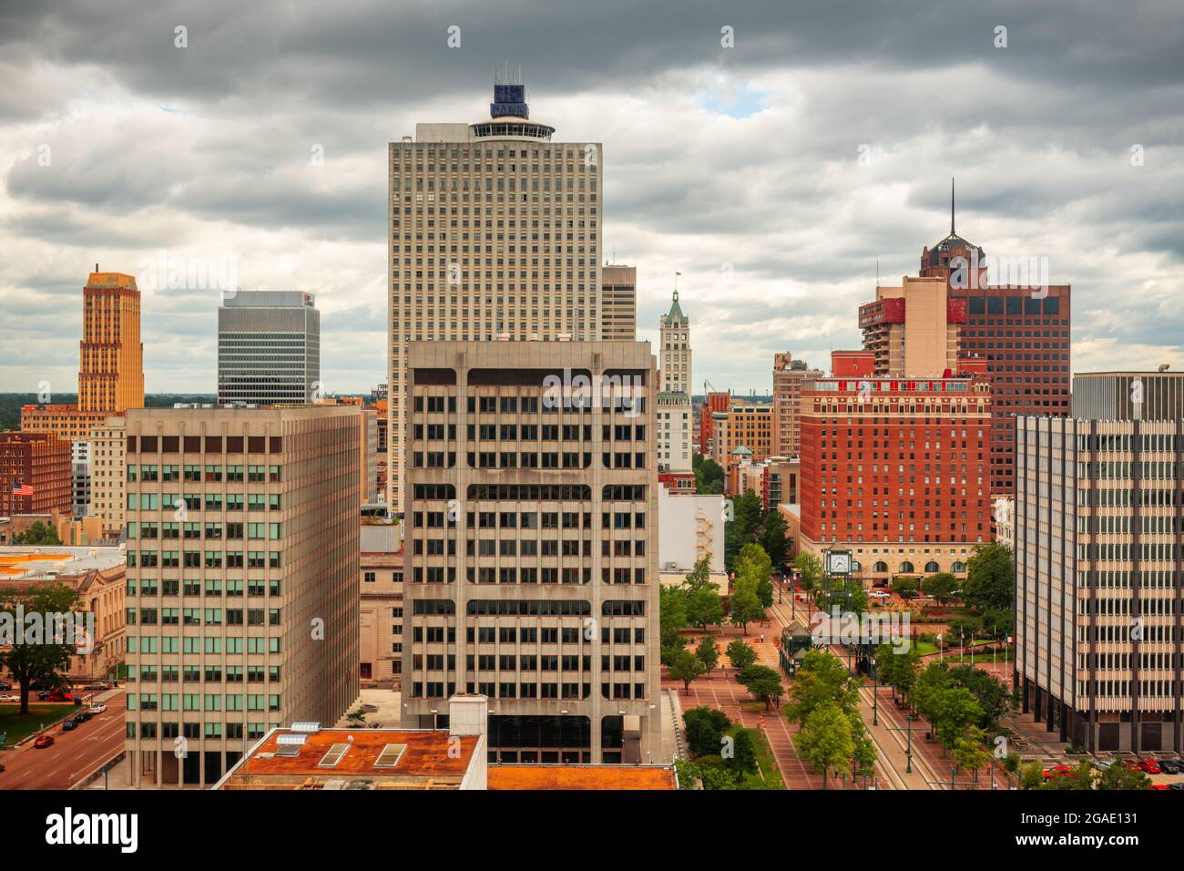 Memphis, Tennessee, skyline della città degli Stati Uniti. Foto Stock