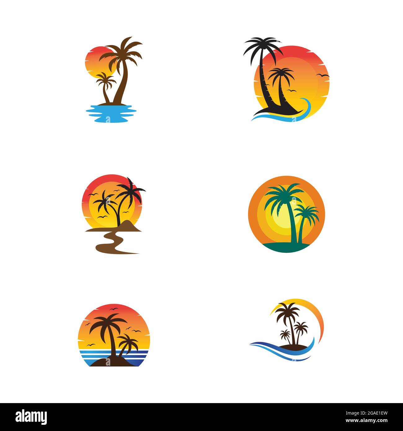 Palm tree estate modello logo illustrazione vettoriale Illustrazione Vettoriale