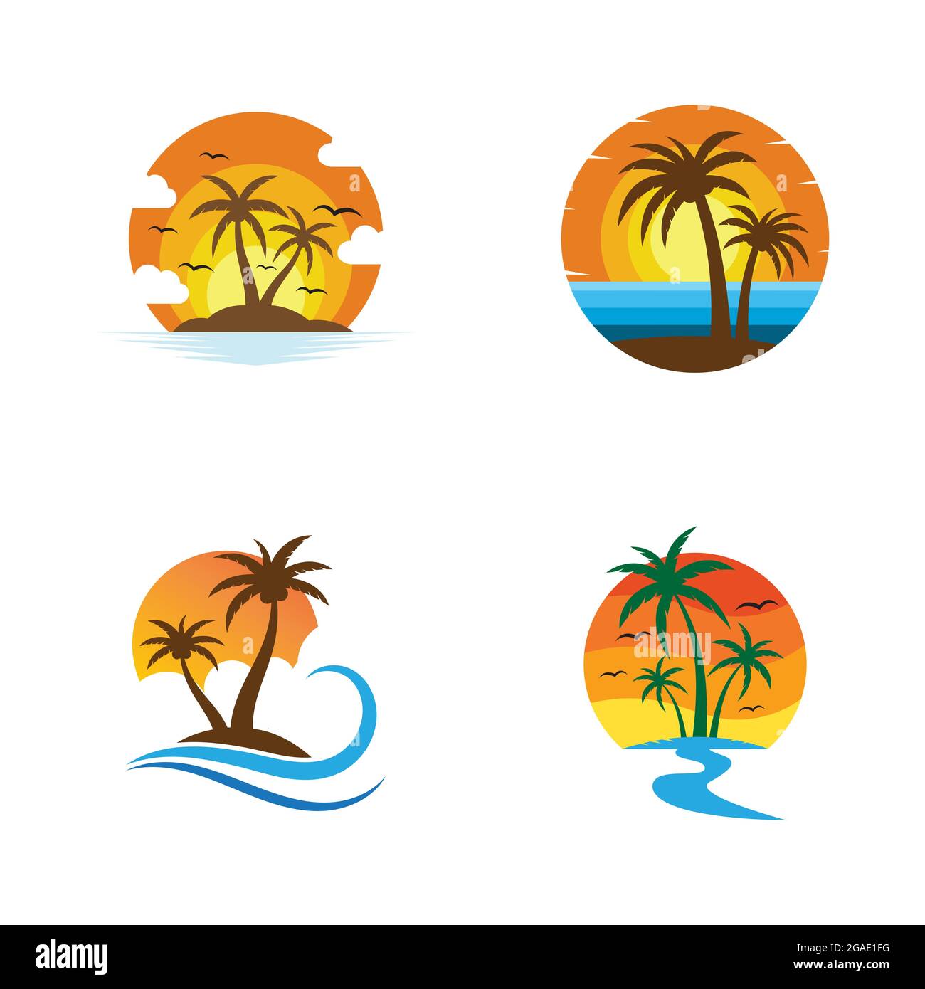 Palm tree estate modello logo illustrazione vettoriale Illustrazione Vettoriale