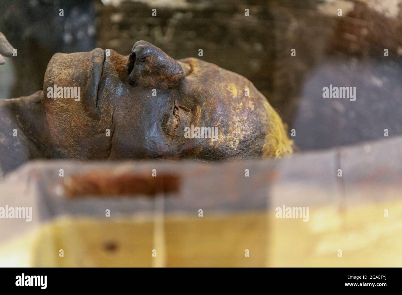 Mummia di Yuya, Museo delle antichità egiziane, il Cairo Foto Stock