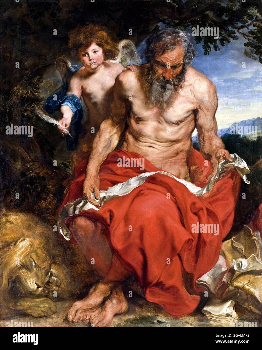 San Girolamo di Sir Anthony van Dyck (1599-1641), olio su tela, c. 1618-20 Foto Stock