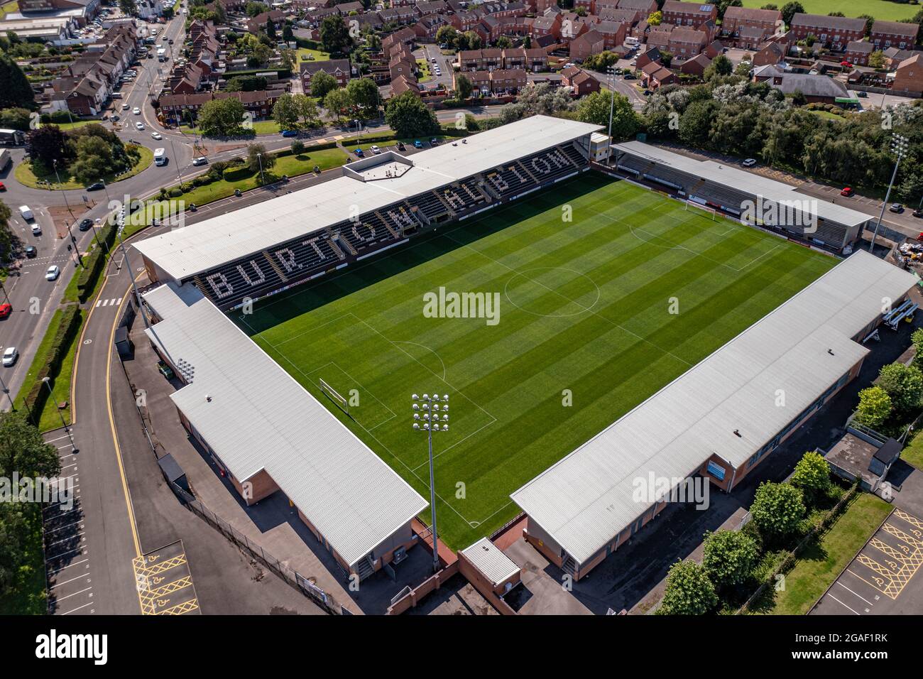 Burton Albion Drone Aerial View Stadium Foto Stock