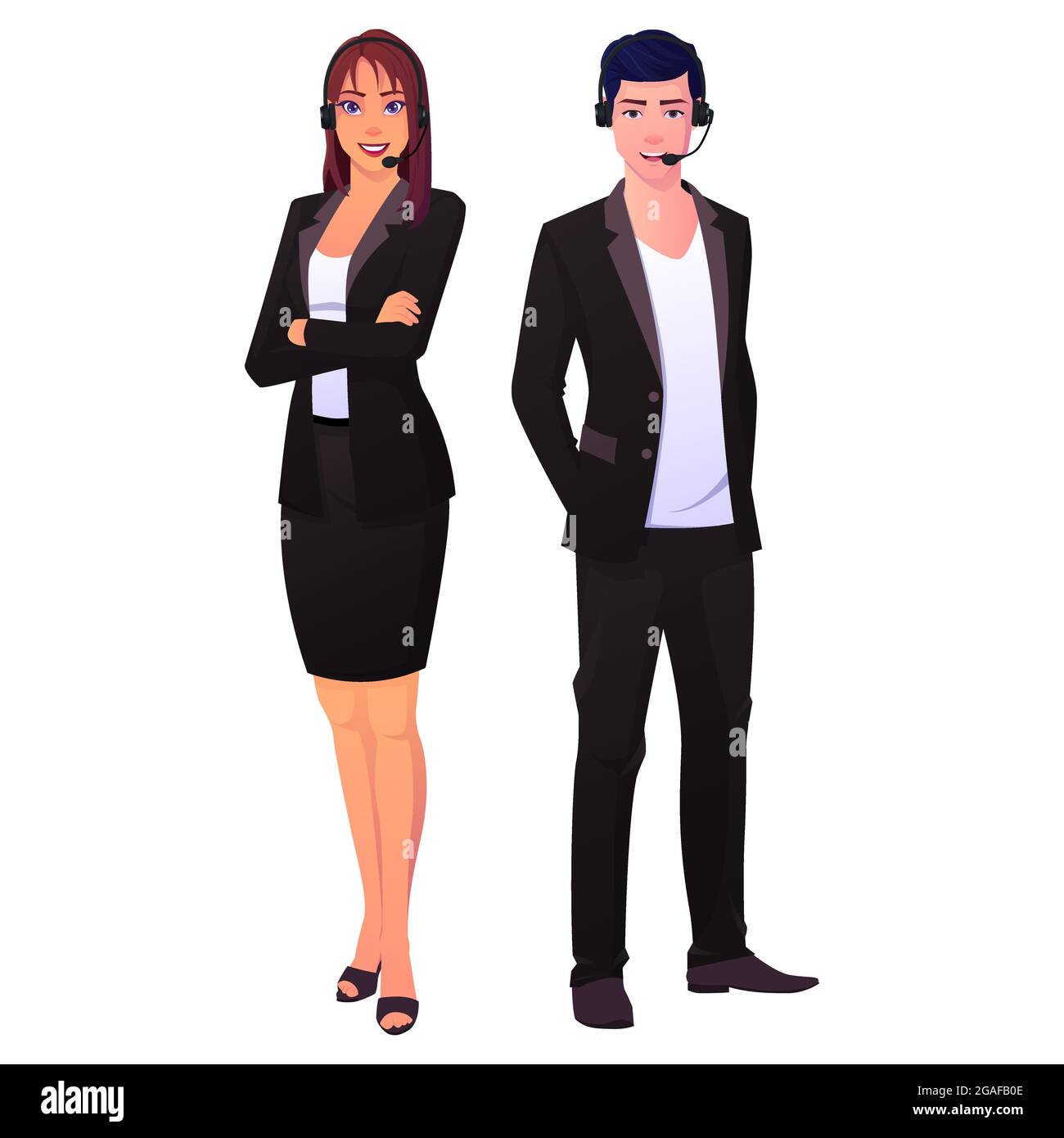 Illustrazione del team Premium Vector per il supporto tecnico del call center Illustrazione Vettoriale