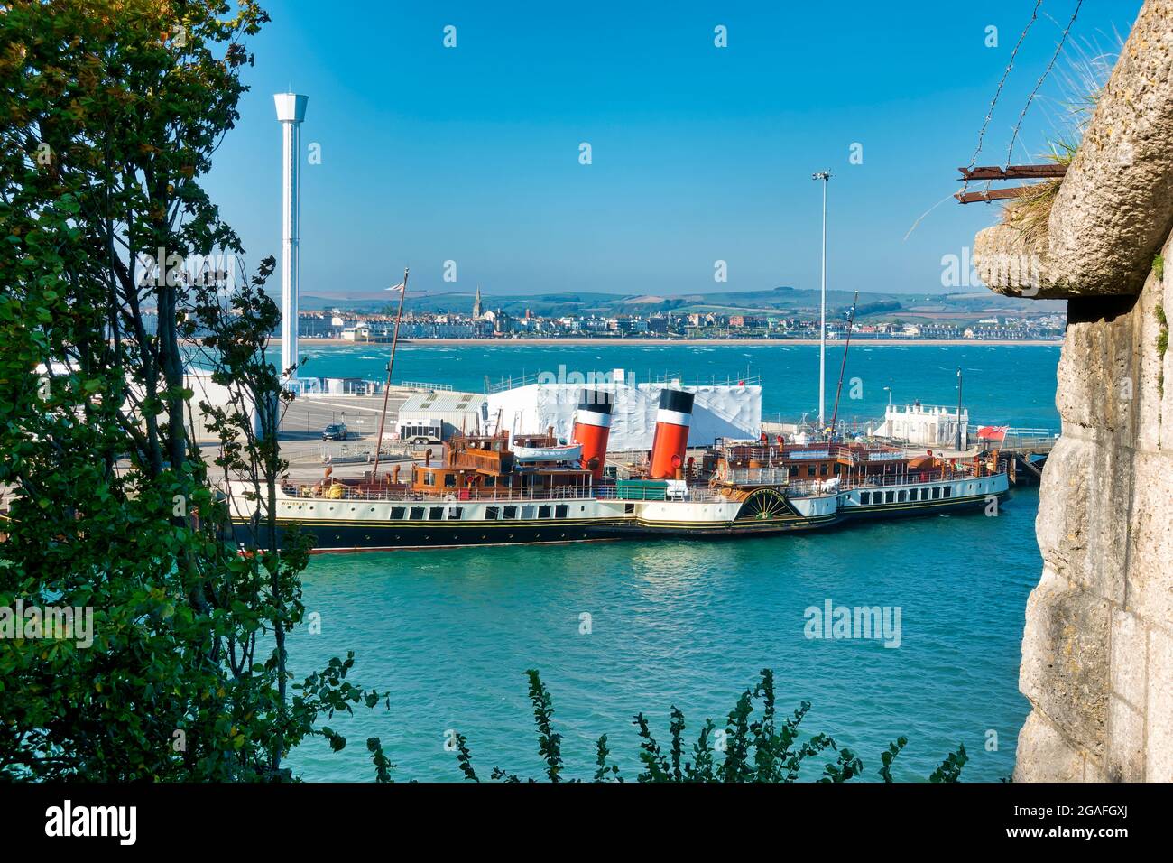 Weymouth, Dorset, Regno Unito - Ottobre 10 2018: Il piroscafo a pale Waverley attraccato a Weymouth Harbour Foto Stock