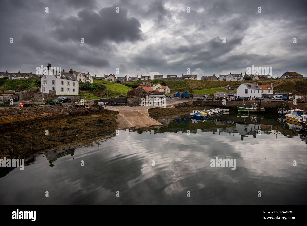 St Abbs sulla costa sud-orientale scozzese, frontiere scozzesi, Scozia, Regno Unito Foto Stock