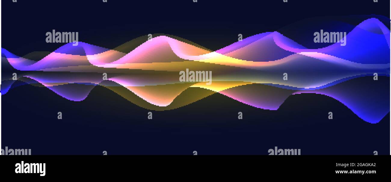 Pattern astratto scorrevole. Linee curve ondulate. Linee incandescenti che si fondono sullo sfondo a colori. Illustrazione vettoriale. Illustrazione Vettoriale