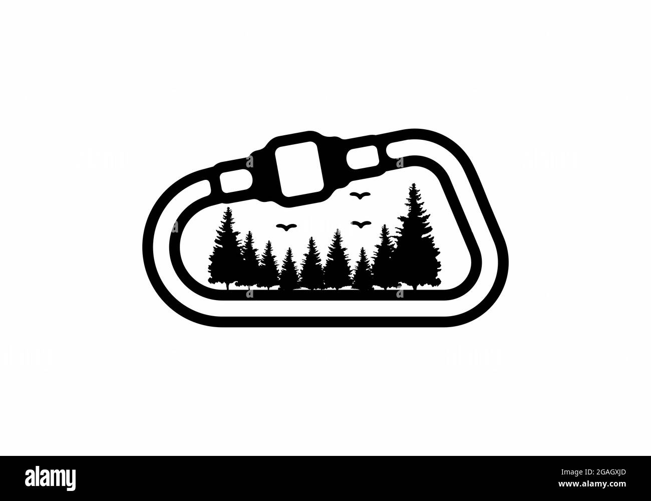 Moschettone e pineta disegno di illustrazione di linea dell'arte Illustrazione Vettoriale