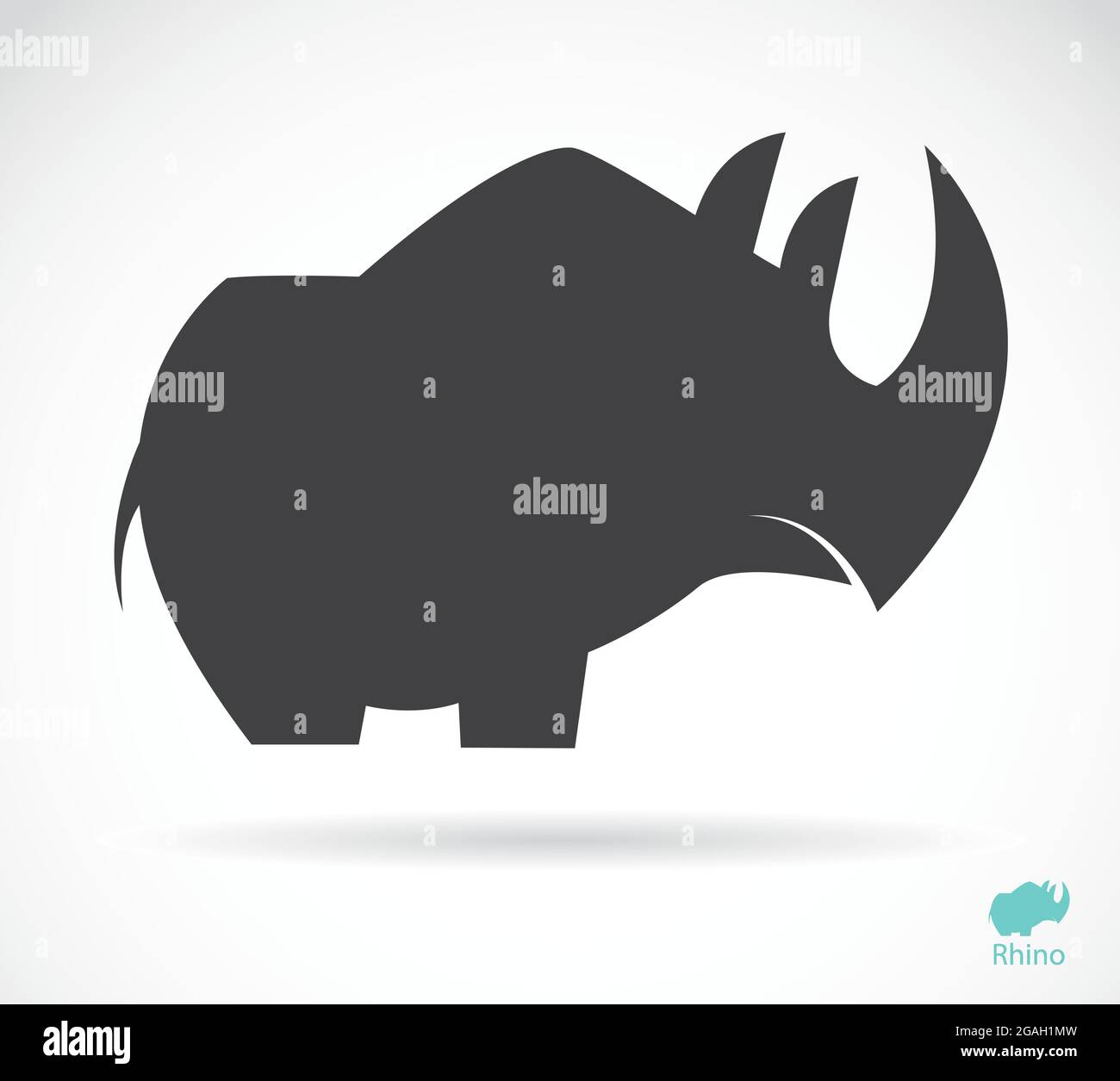 Immagine vettoriale di un rinoceronte su sfondo bianco Illustrazione Vettoriale