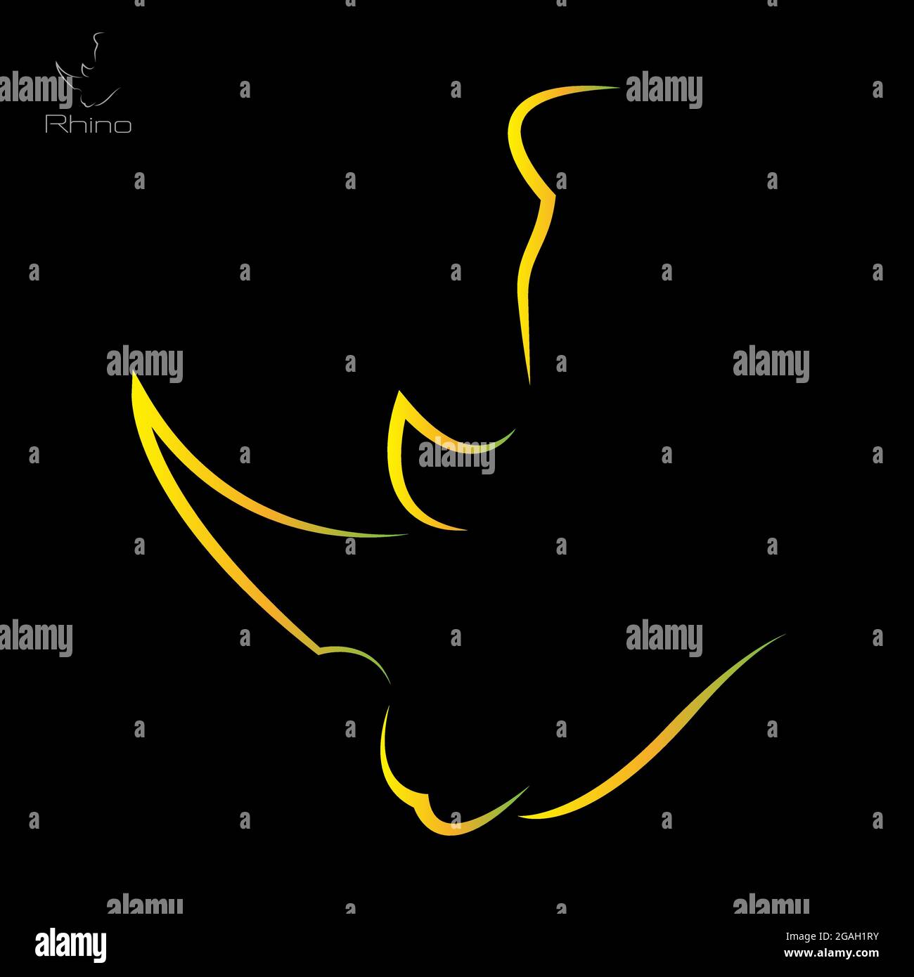 Immagine vettoriale di un rinoceronte su sfondo nero Illustrazione Vettoriale