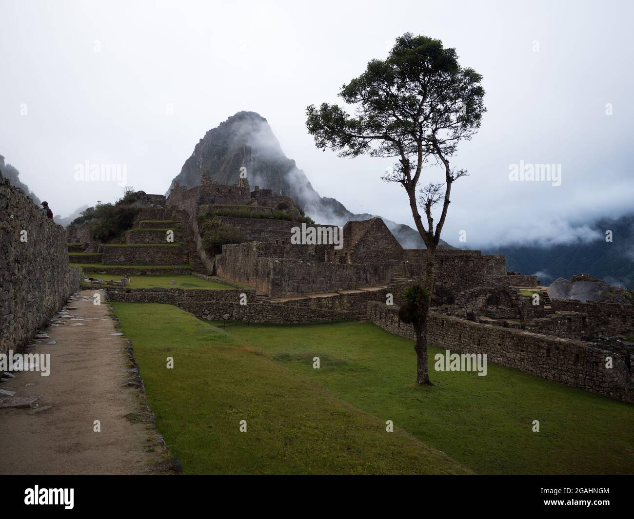 Vista sull'antica città inca nelle Ande peruviane Foto Stock