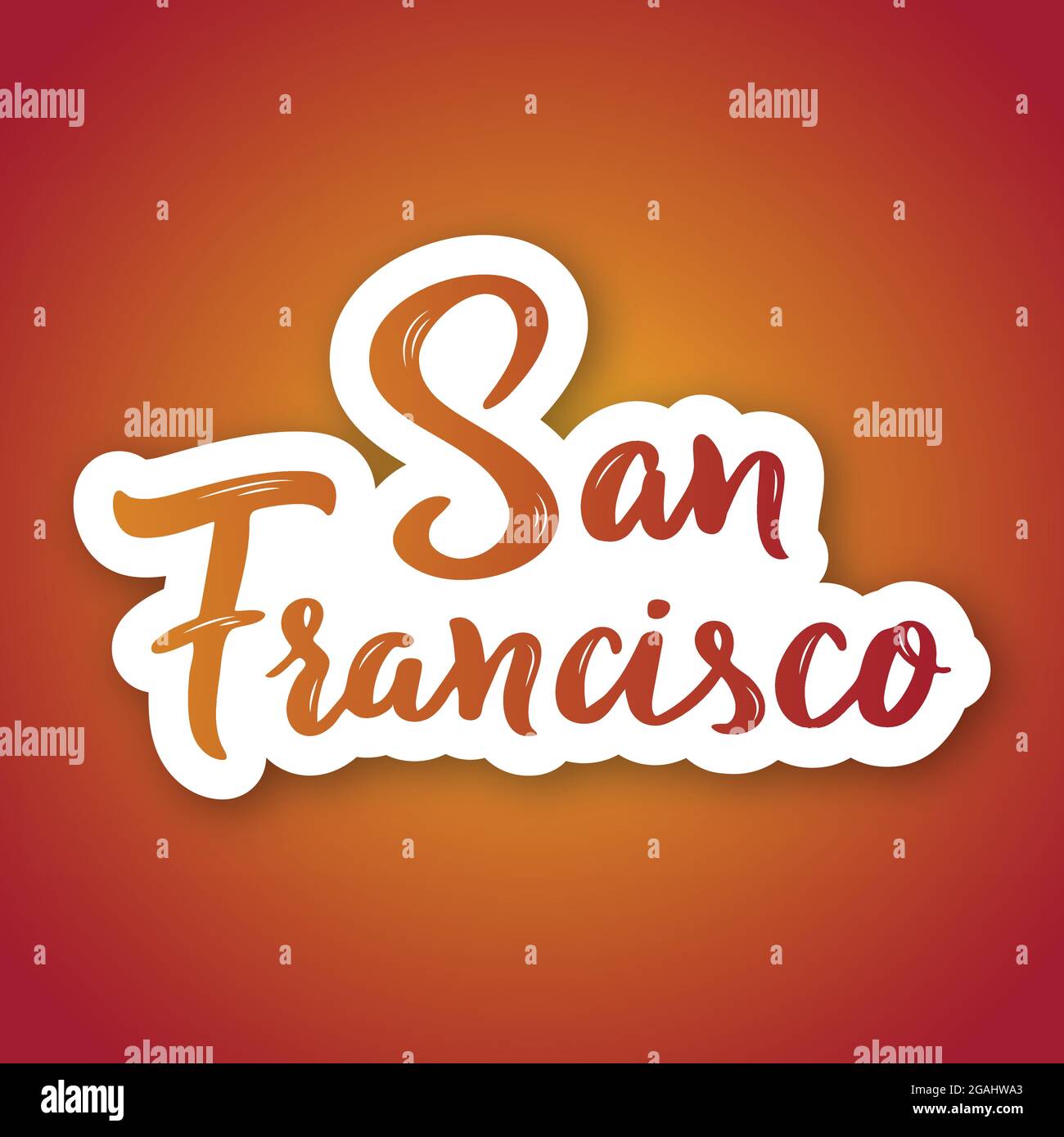San Francisco - frase scritta disegnata a mano. Adesivo con scritta in formato cartaceo. Illustrazione vettoriale. Illustrazione Vettoriale