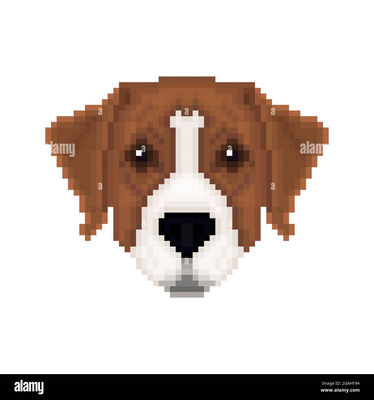 Ritratto di un pinscher australiano in pixel art style.Vector illustrazione. Illustrazione Vettoriale