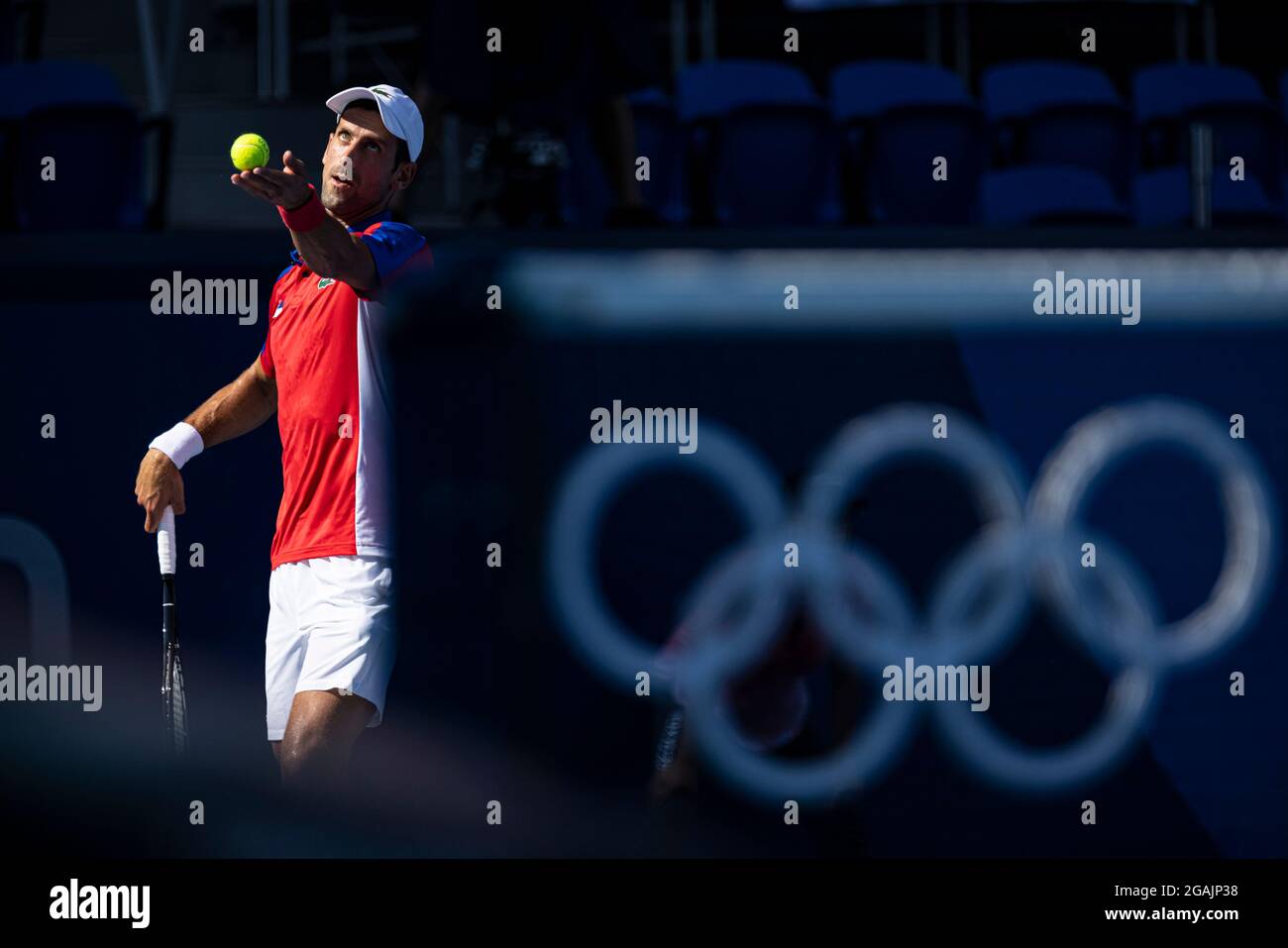 Tokyo, Giappone. 31 luglio 2021. Olimpiadi: Partita di tennis tra Novak Djokovic e Pablo Carreño all'Ariake Arena in Giappone. © ABEL F. ROS / Alamy Live News Foto Stock