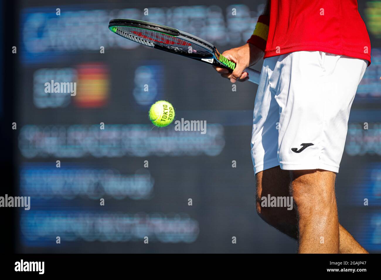 Tokyo, Giappone. 31 luglio 2021. Olimpiadi: Partita di tennis tra Novak Djokovic e Pablo Carreño all'Ariake Arena in Giappone. © ABEL F. ROS / Alamy Live News Foto Stock