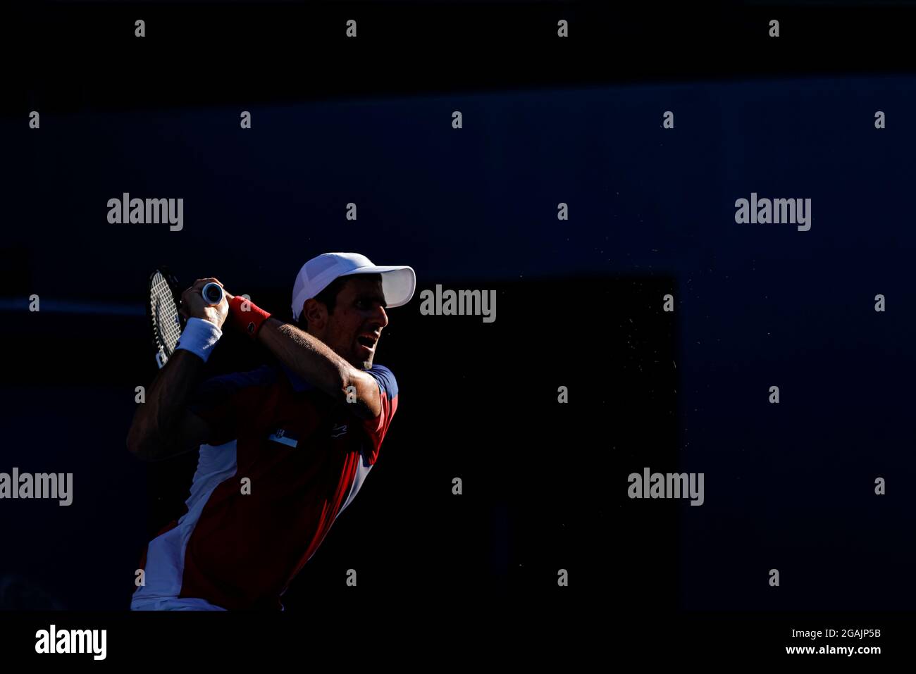Tokyo, Giappone. 31 luglio 2021. Olimpiadi: Partita di tennis tra Novak Djokovic e Pablo Carreño all'Ariake Arena in Giappone. © ABEL F. ROS / Alamy Live News Foto Stock