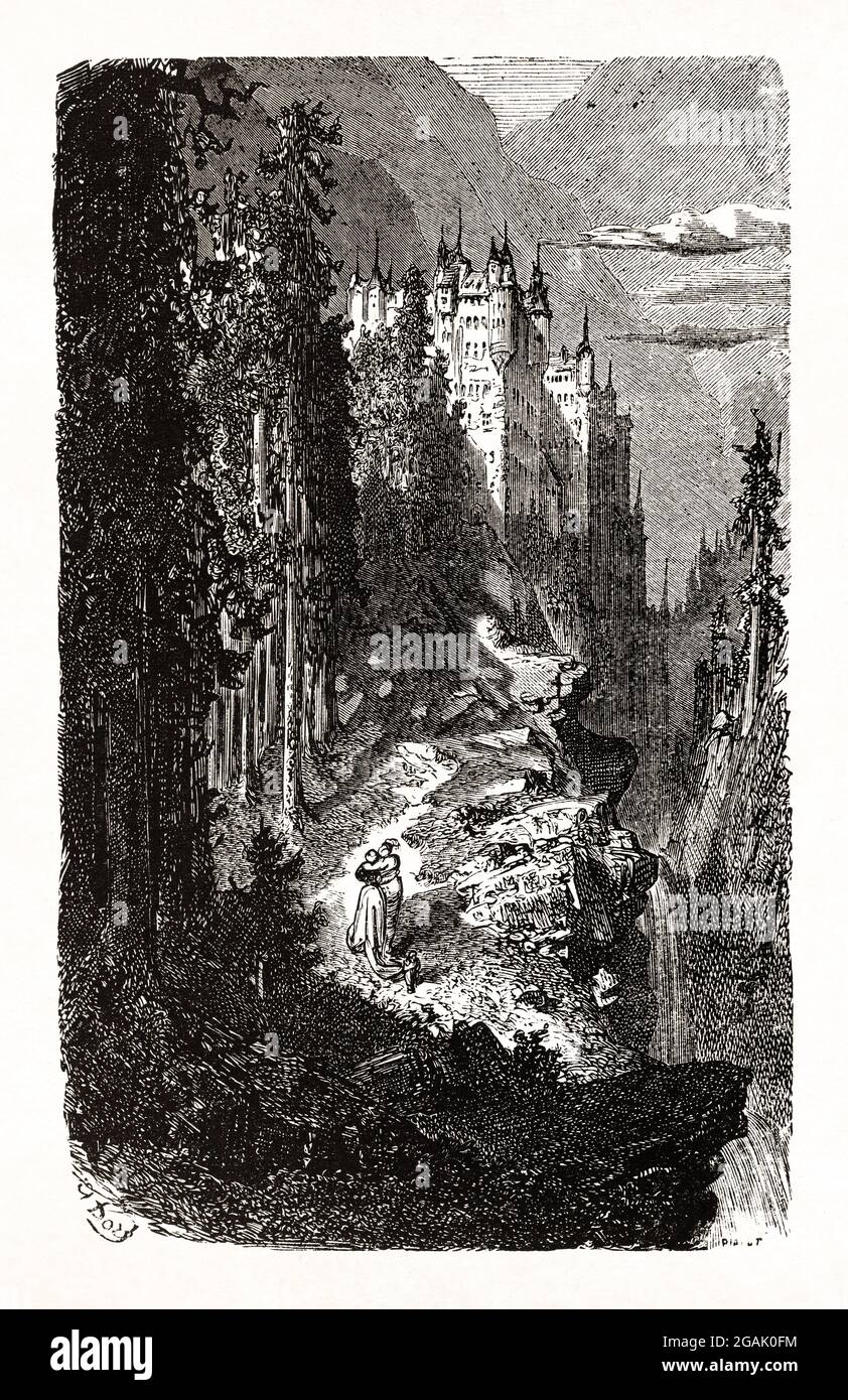 Disegno del racconto le bonheur idéal realizzato nel 1832 da Gustave Doré per illustrare la collezione di racconti Les Cent Contes drolatiques di Honoré de Balza Foto Stock