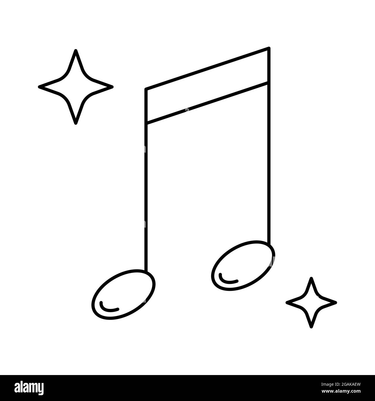 Icona vettoriale contorno nota musicale isolata su sfondo bianco. Simbolo lineare per karaoke, ui, interfaccia mobile. Illustrazione Vettoriale