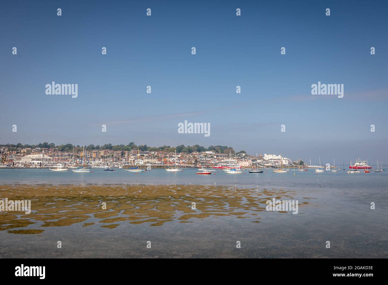 Vista del West Cowes Harbour, Isola di Wight, Inghilterra Foto Stock