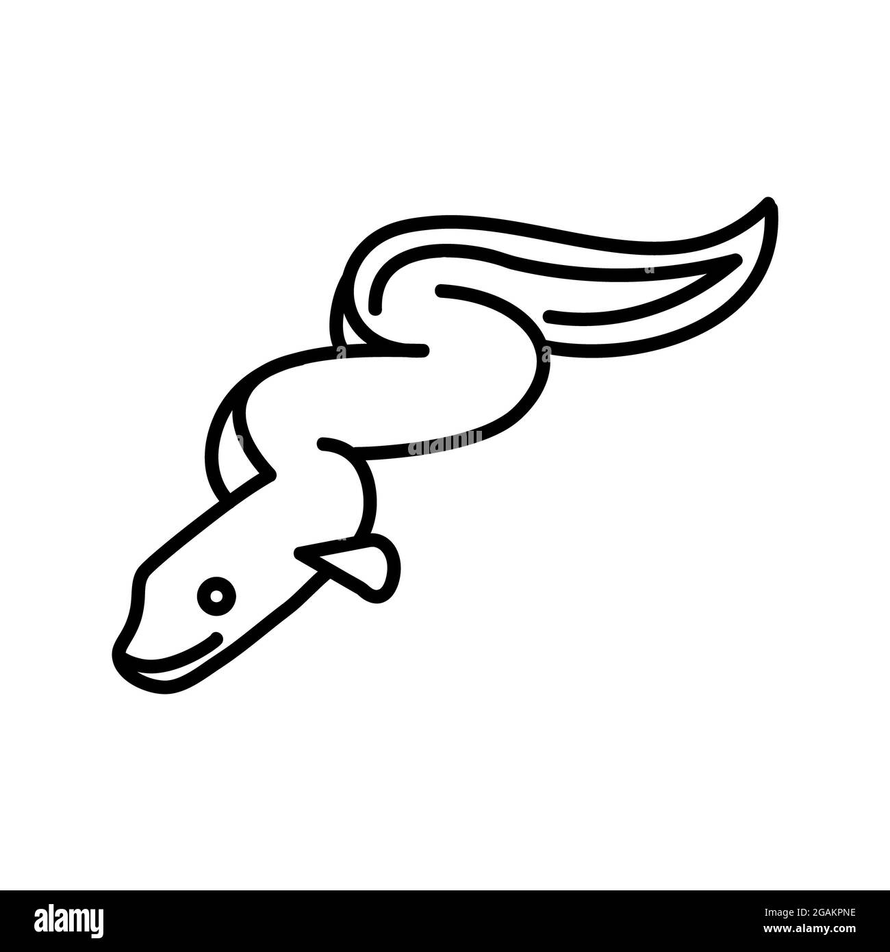 Icona dell'anguilla di mare. Pittogramma piatto di frutti di mare per il web. Tratto di linea. Isolato su sfondo bianco. Vettore outline eps10 Foto Stock