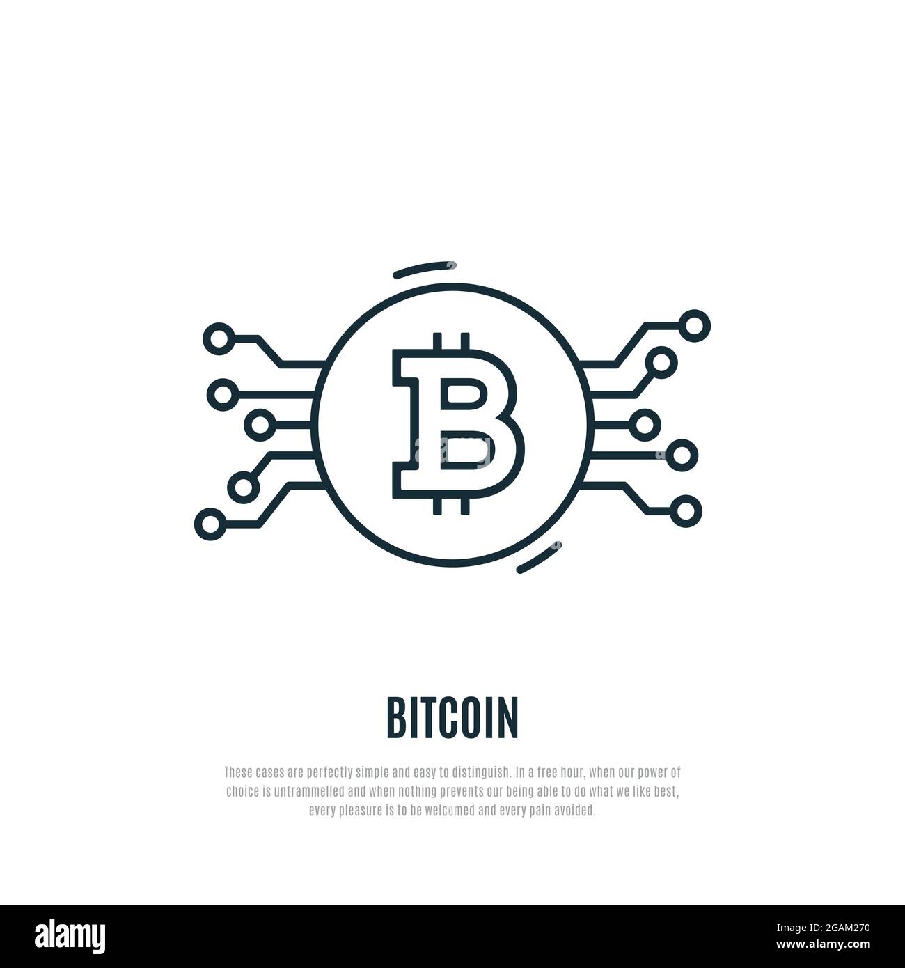 Icona linea Bitcoin. Illustrazione del vettore di criptovaluta. Modello per il tuo progetto. Illustrazione Vettoriale