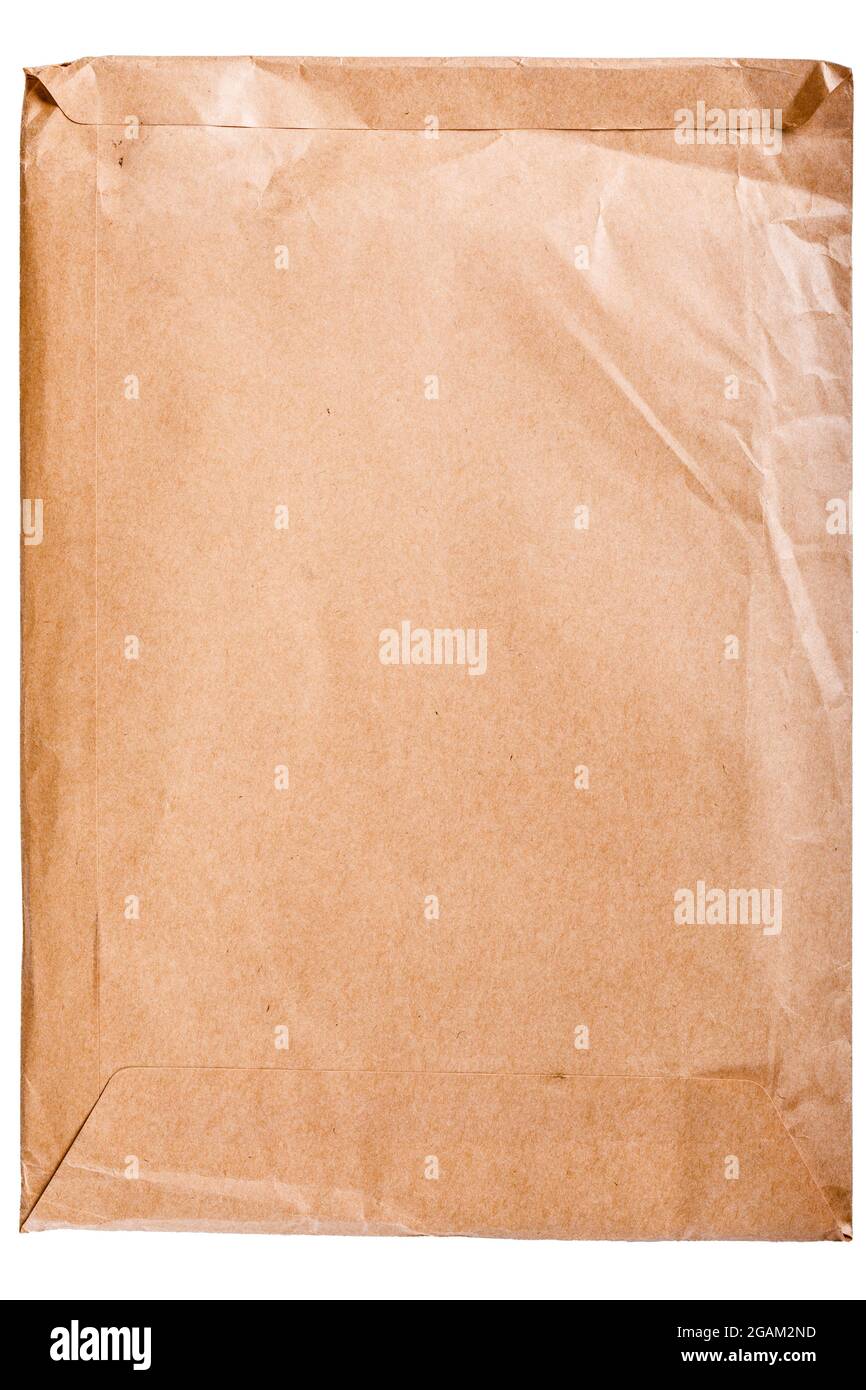 Busta gialla vintage isolata su bianco Foto Stock