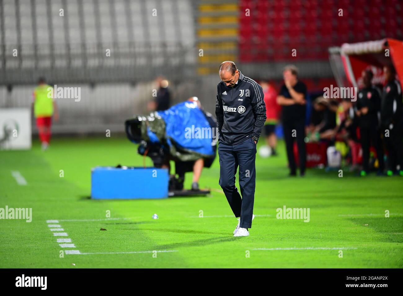 Monza, Italia. 31 luglio 2021. Head Coach Massimiliano Allegri di Juventus Torino guarda durante la partita pre-stagione valida per il 25° Trofeo Luigi Berlusconi nello Stadio U-Power di Monza, Monza e Brianza, Italia Credit: Independent Photo Agency/Alamy Live News Foto Stock