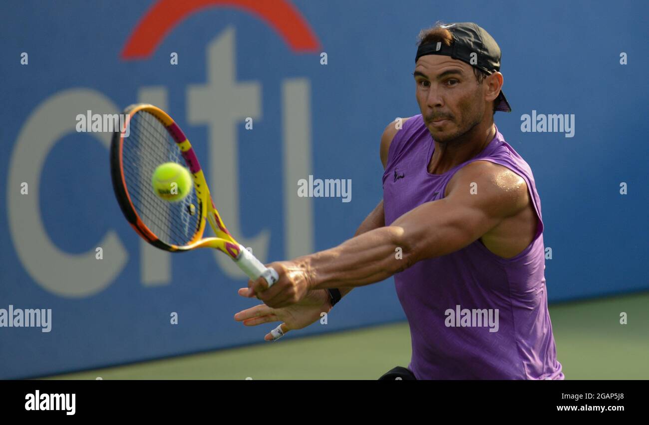 WASHINGTON, D.C, STATI UNITI. 31 luglio 2021. RAFAEL NADAL si prepara al torneo di tennis Citi Open di Washington DC (Credit Image: © Christopher Levy/ZUMA Press Wire) Foto Stock