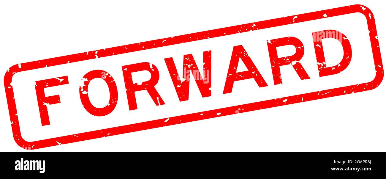 Grunge la parola in avanti rossa quadrata sigillo in gomma su sfondo bianco Illustrazione Vettoriale