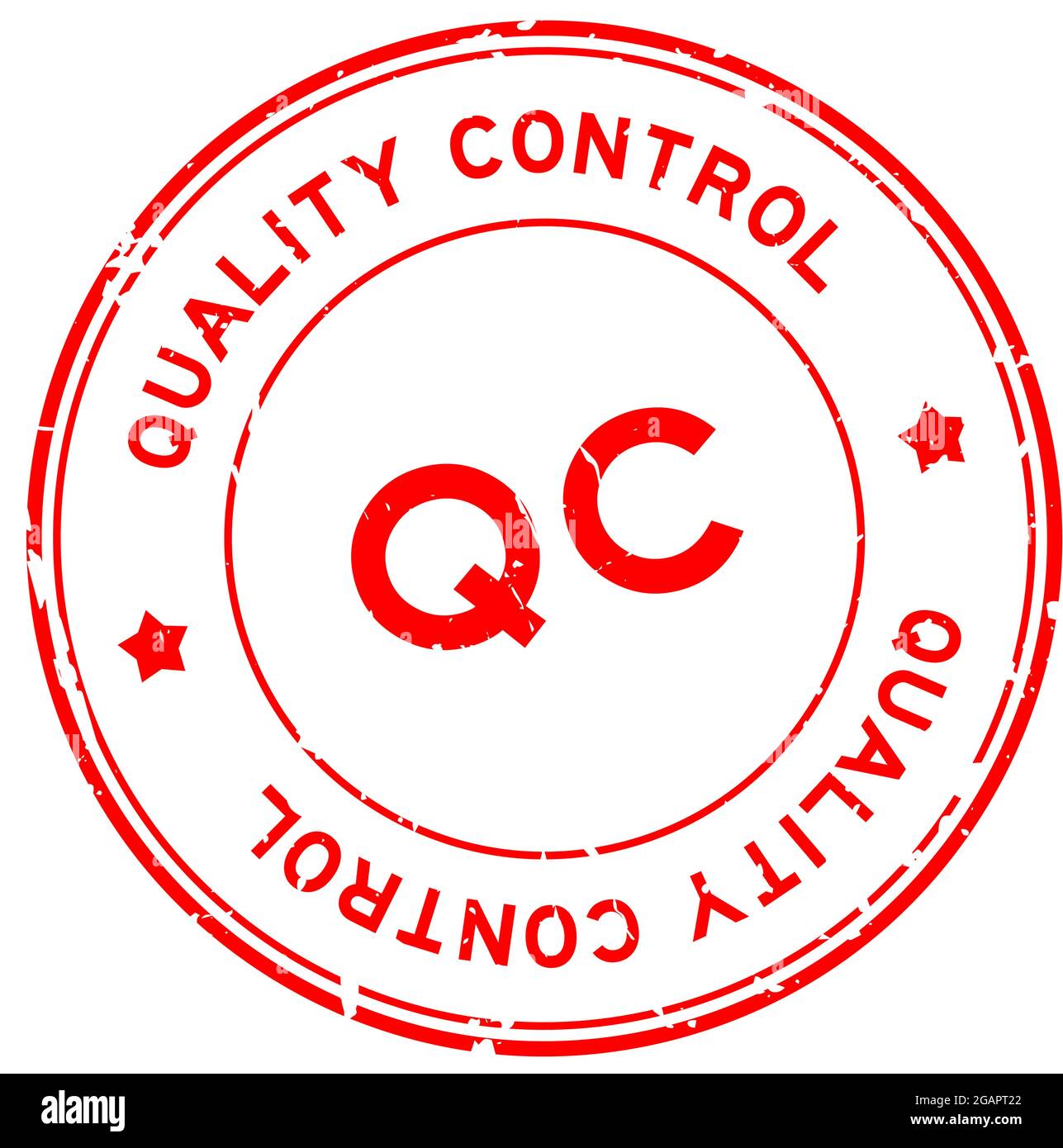 Parola di controllo qualità QC rossa grunge, sigillo in gomma rotondo,  stampigliato su sfondo bianco Immagine e Vettoriale - Alamy
