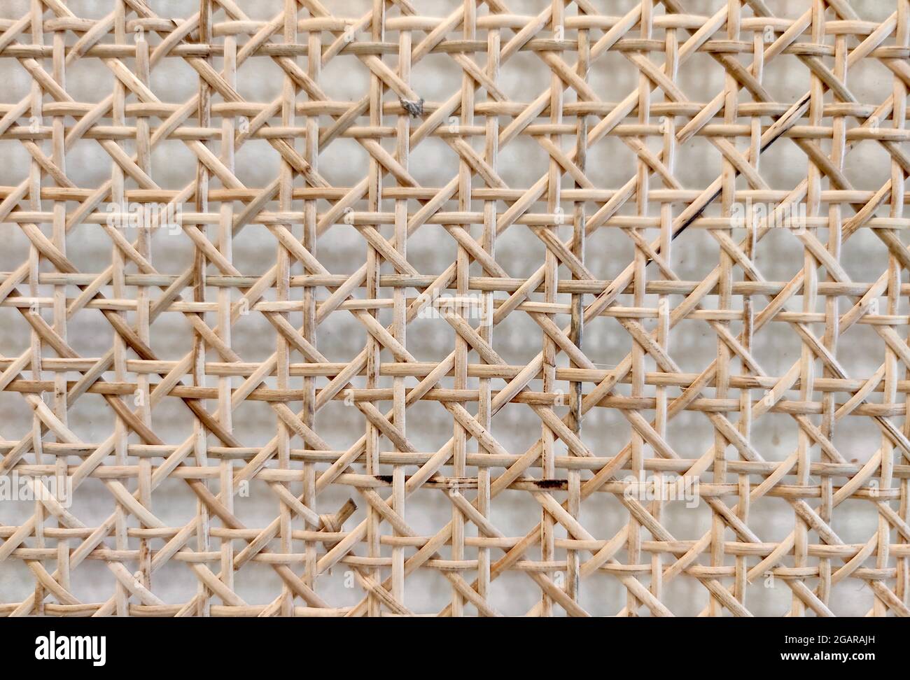 Vista closeup di Handcraft tessuto di bambù strisce modello fatto in Myanmar. Foto Stock