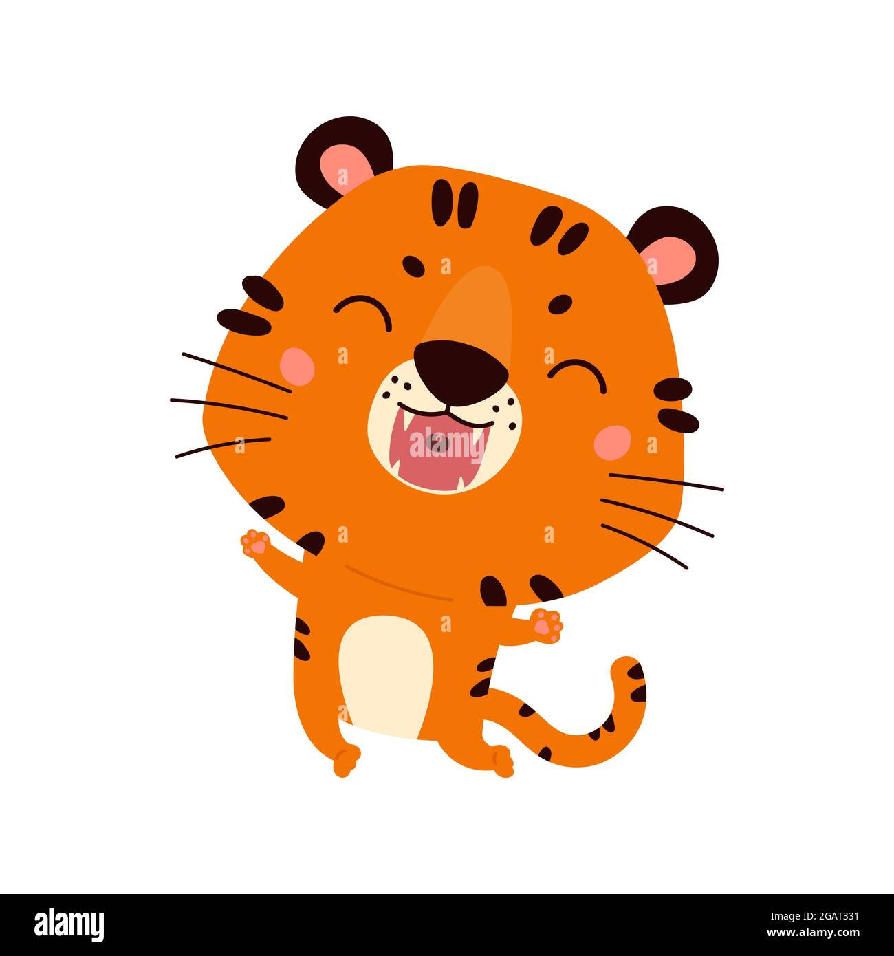 Carino tigre ruggisce. Felice anno nuovo cinese Illustrazione Vettoriale